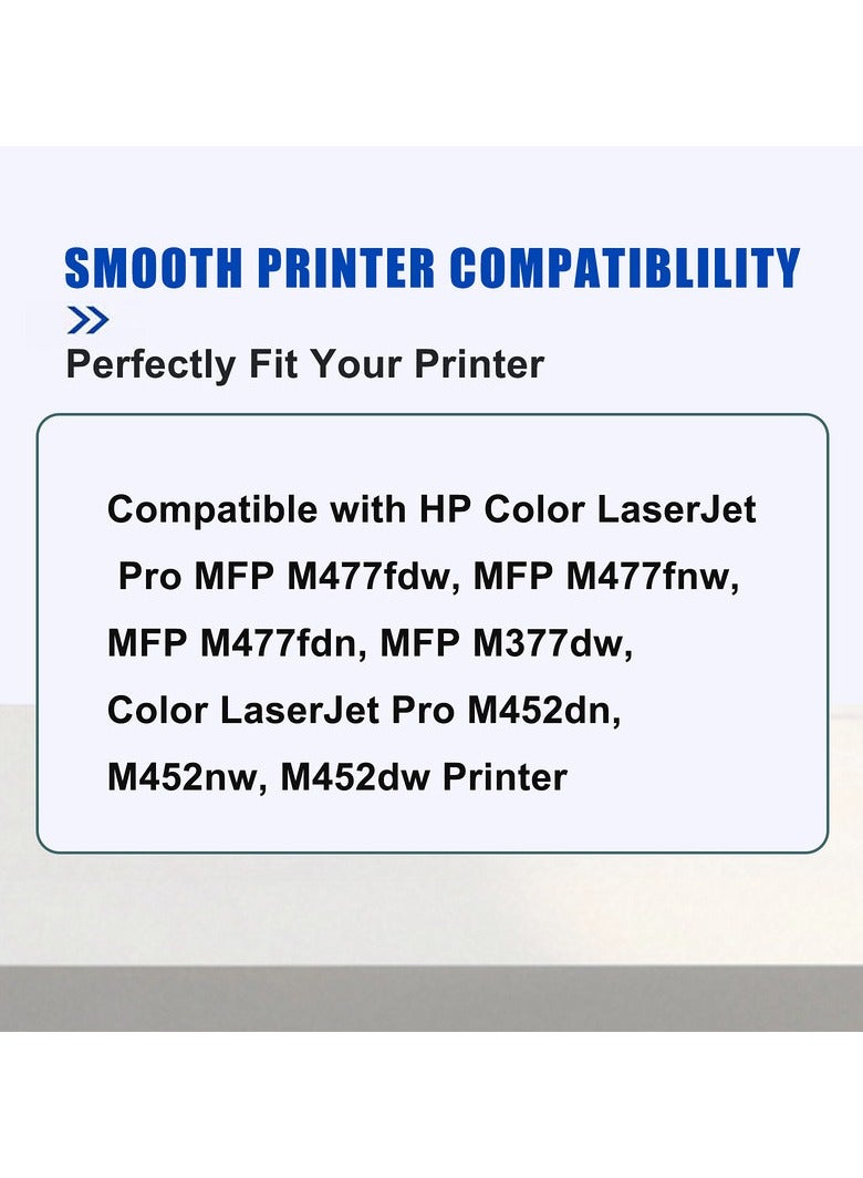 خراطيش حبر متوافقة بديلة لخراطيش الحبر المتوافقة ل HP CF410A 410X CF410X لـ HP CF410A 410X CF410X لطابعة LaserJet Pro الملونة M477fdw M477fdw M477fnw M477fdn M477fdn M452w M377dw M452dw M452dw M452dw M477dw M477nw (أسود سماوي أرجواني أصفر، 4 عبوات) - Image 2