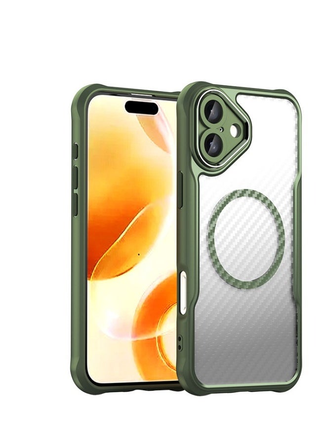 Beauenty Suitable for Apple iPhone16 mobile phone shell magnetic carbon fiber shell green