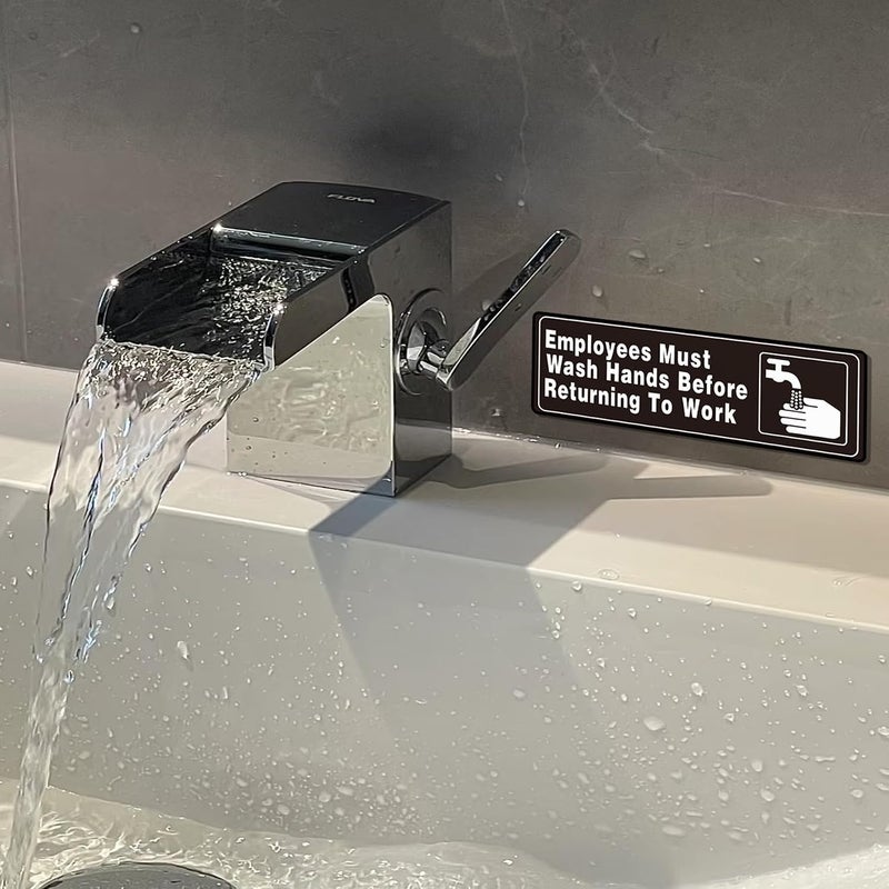 SnailGo Employees Must Wash Hands Before Returning to Work 9x3 Inch, Acrylic Sign for Business Waterproof Self-Adhesive Plastic Signage for Door Wall 4 Pack - Image 5