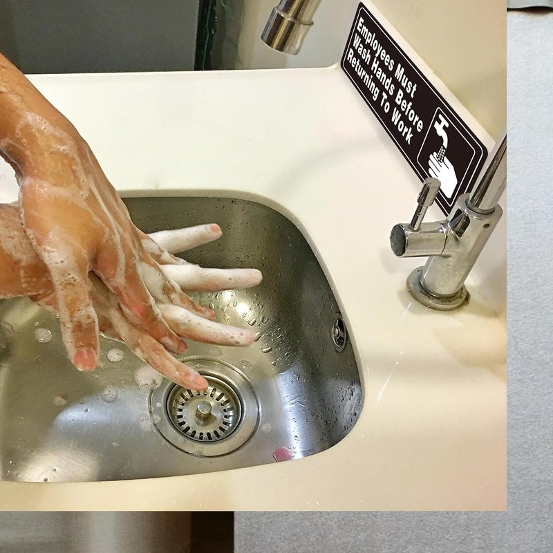 SnailGo Employees Must Wash Hands Before Returning to Work 9x3 Inch, Acrylic Sign for Business Waterproof Self-Adhesive Plastic Signage for Door Wall 4 Pack - Image 4