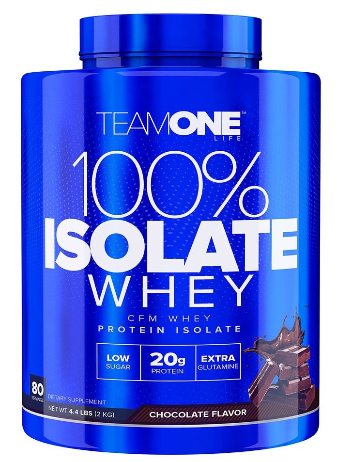 Team One 100% Isolate Whey Protein With High Protein Content Chocolate Flavour 2 Kg 