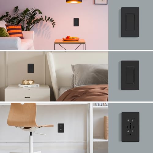 AIDA 1Gang Screwless Light Switch Cover Plate Standard Decorative Outlet Covers Matte Black 20Pack Unbreakable Polycarbonate Wall Plates for Decorator Device UL Listed 45 H x 275 L - Image 3