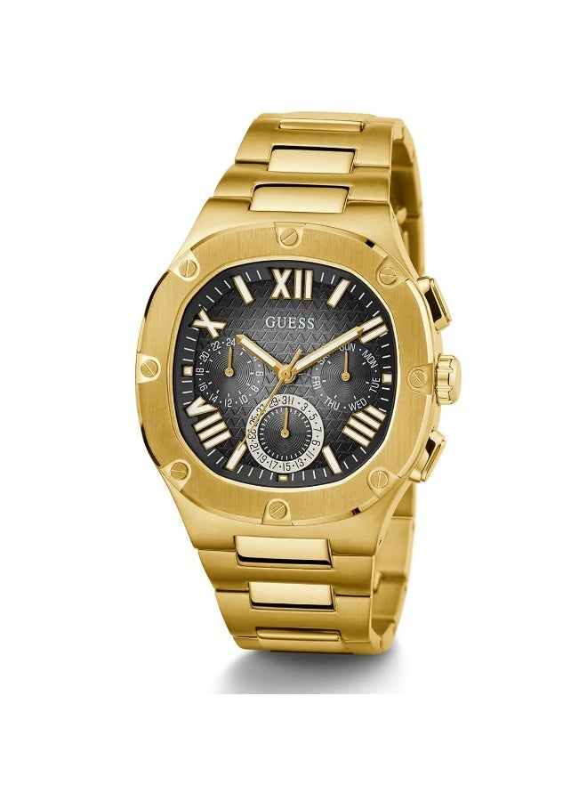 GUESS ساعة غس هيدلاين GW0572G2 للرجال - علبة وسوار من الفولاذ المقاوم للصدأ الذهبي مع قرص أسود - 42 مم، مقاومة للماء حتى 5 ATM - Image 2