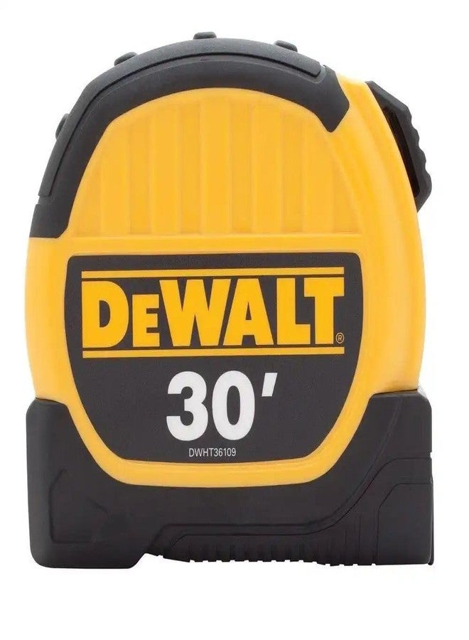 DeWalt DWHT36109 1-1/8" x 30 ft. Standard Tape Measure, Belt Clip, Yellow/Black - Image 1