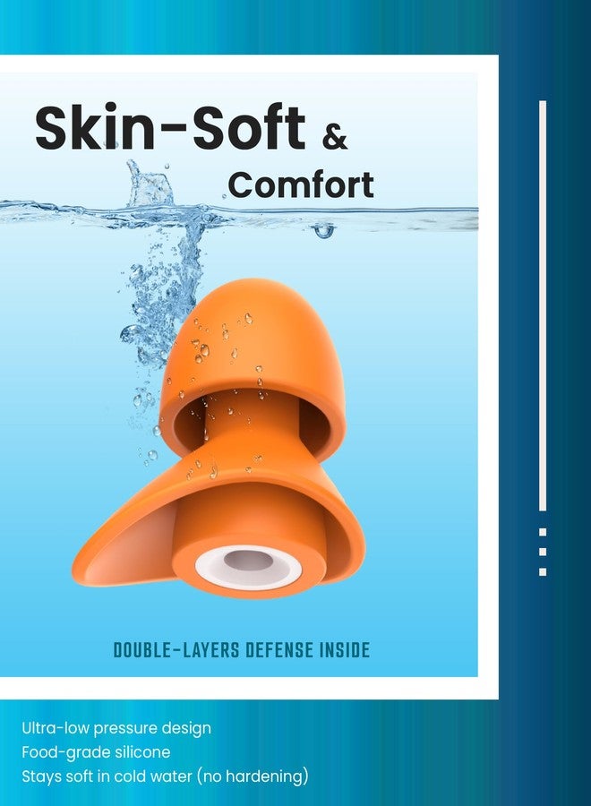 Fitciz Swimming Ear Plugs for Adults, 2 Pairs Waterproof Earplugs in Case for Swimmers, Men, Women, Washable, Reusable, Comfortable (Size: S+M, Sky Blue for Women) - Image 4