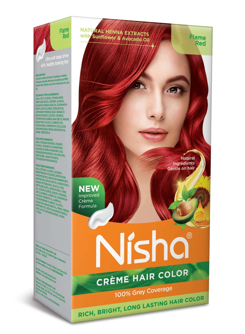 Nisha Cream Hair Color (150 ml/each) Flame Red Pack of 1 - Image 1