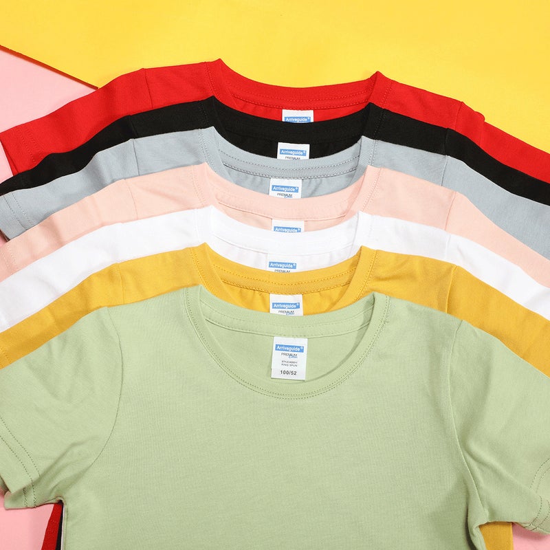 Ag40 Double Yarn T-Shirt Kidsren'S 210G Combed Cotton Short-Sleeved T-Shirt For Boys And Girls With Printed Logo - Image 3