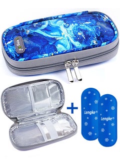 Leng Ke Portable Insulin Cooler Travel Case Diabetic Cooler Bag Insulin Cooling Bag Insulated Organizer for Insulin Pen and Insulin Medicine Diabetic Supplies with 2 Nylon Ice Packs  - Image 1
