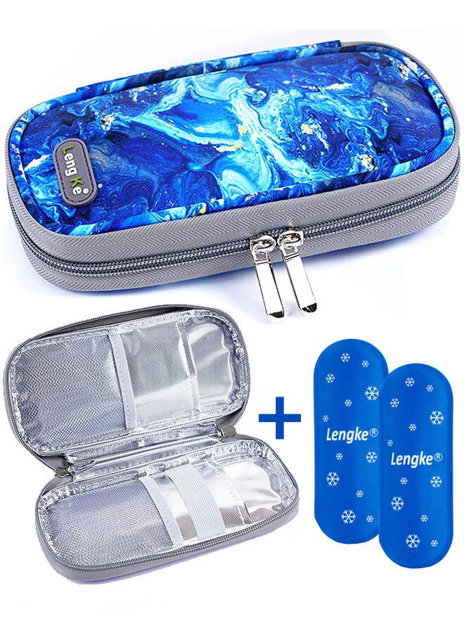 Leng Ke Portable Insulin Cooler Travel Case Diabetic Cooler Bag Insulin Cooling Bag Insulated Organizer for Insulin Pen and Insulin Medicine Diabetic Supplies with 2 Nylon Ice Packs - Image 1