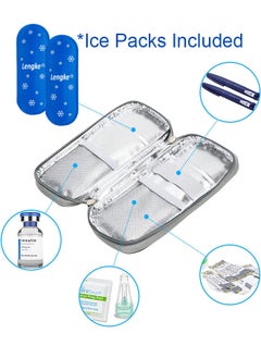 Leng Ke Portable Insulin Cooler Travel Case Diabetic Cooler Bag Insulin Cooling Bag Insulated Organizer for Insulin Pen and Insulin Medicine Diabetic Supplies with 2 Nylon Ice Packs  - Image 2