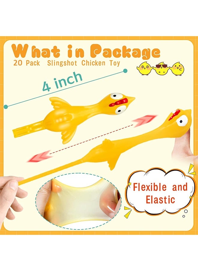 با لوف 20 قطعة مطاطية دجاجة مطاطية مقلاع، إصبع دجاجة مرن للطيران للرمي، لمكافآت المدرسة وحفلات عيد الفصح وأعياد الميلاد - Image 2
