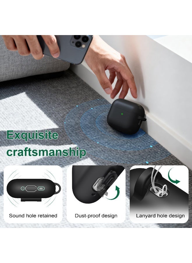 جراب AirPods Pro 3 (2025) – غطاء حماية سيليكون ناعم متوافق مع AirPods Pro الجيل الثالث – مع مجموعة تنظيف و حلقة مفاتيح، أسود - Image 3