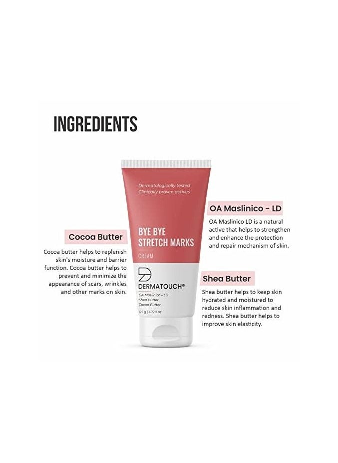 DERMATOUCH - DERMATOUCH Bye Bye Stretch Mark Cream for Pregnancy to Reduce Stretch Marks and  Scars   With Shea Butter and  Cocoa Butter   125G - Image 1