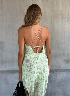 Collective The Label LADIES DRESS-GREEN WATERCOLOUR FLOWER-  - Image 3