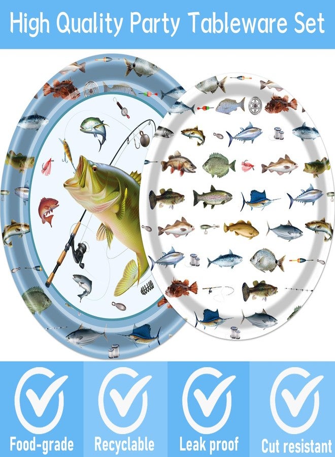 Rakuto Gone Fishing Party Plates, 96PCS Fishing Birthday Party Decorations Supplies, Fish Themed Paper Plates and Napkins Forks Disposable Tableware Supplies(24 Guests) - Image 4