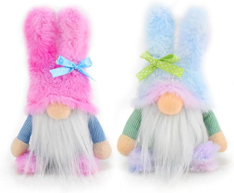 LUCKYBUNNY 2PCS Cute Easter Gnome Doll Handmade Tomte Swedish Nisse Toy Scandinavian Dwarf Elf Plush Dolls for Irish Holiday Party Home Decoration Random Gradient Color - Image 1
