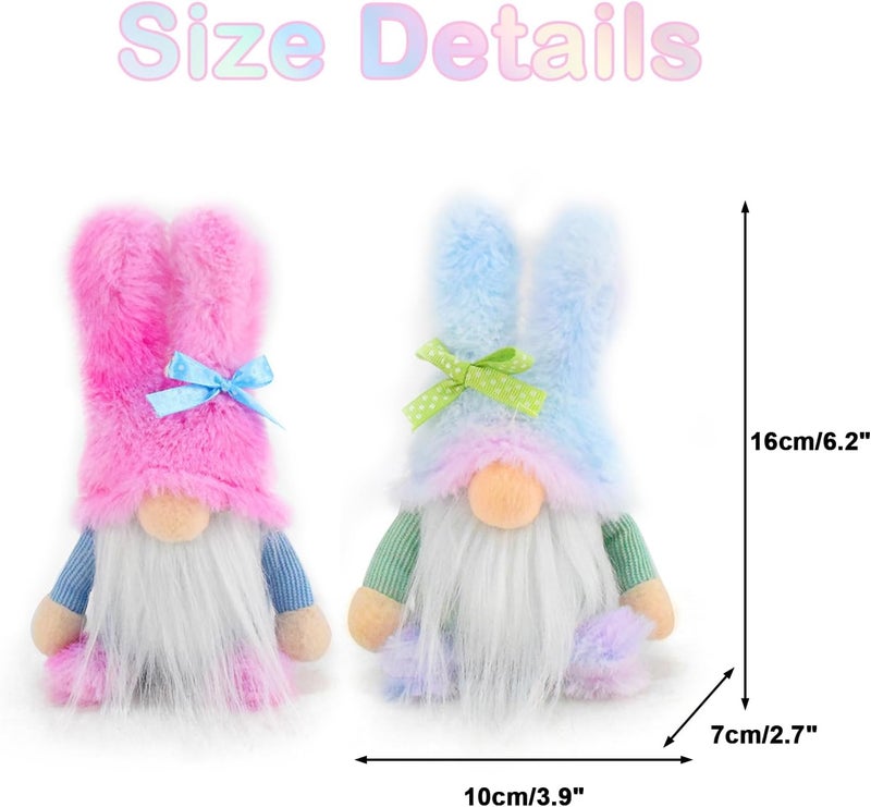 LUCKYBUNNY 2PCS Cute Easter Gnome Doll Handmade Tomte Swedish Nisse Toy Scandinavian Dwarf Elf Plush Dolls for Irish Holiday Party Home Decoration Random Gradient Color - Image 5