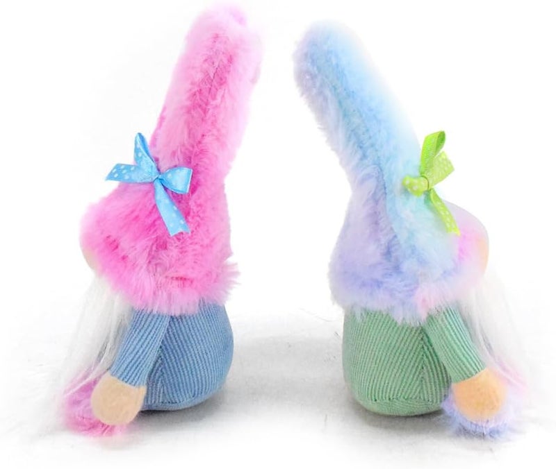 LUCKYBUNNY 2PCS Cute Easter Gnome Doll Handmade Tomte Swedish Nisse Toy Scandinavian Dwarf Elf Plush Dolls for Irish Holiday Party Home Decoration Random Gradient Color - Image 3