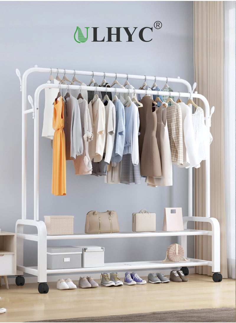 ULHYC Metal Clothes Hanger Organizer and Black Clothes Stand with Wheels  - Image 1