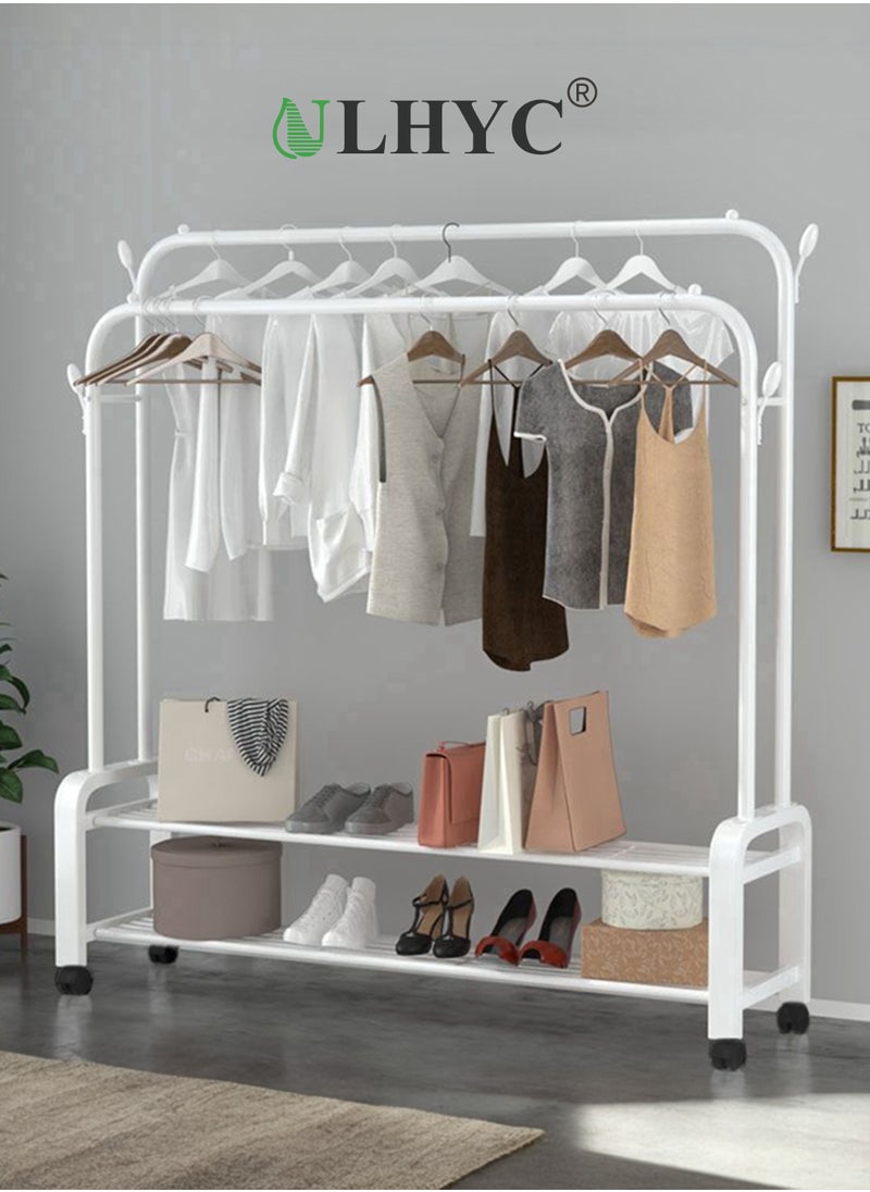 ULHYC Metal Clothes Hanger Organizer and Black Clothes Stand with Wheels  - Image 2