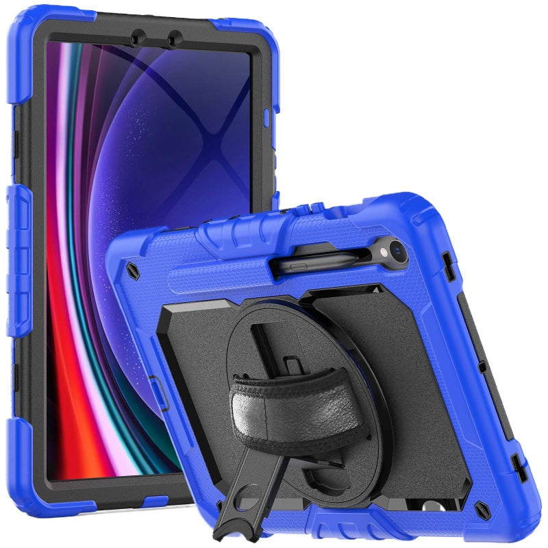 حافظة سامسونج تاب دوارة متوافقة مع Samsung Galaxy Tab S10 Ultra / Samsung Galaxy Tab S10 FE / Samsung Galaxy Tab S9 / Samsung Galaxy Tab S8 باللون أزرق مع غطاء حماية ووظيفة حامل و. - Image 1