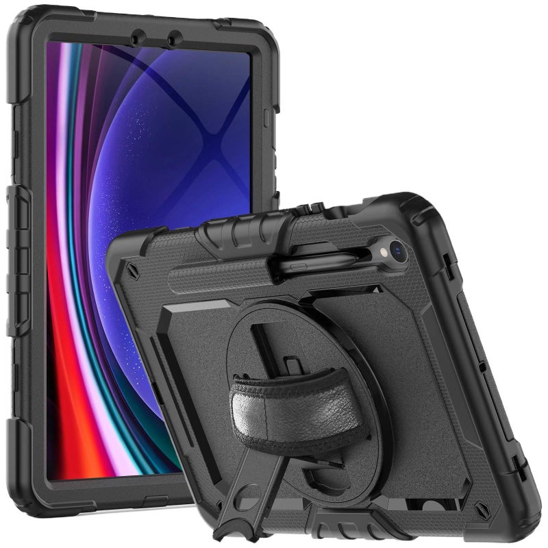 حافظة سامسونج تاب دوارة متوافقة مع Samsung Galaxy Tab S10 Ultra / Samsung Galaxy Tab S10 FE / Samsung Galaxy Tab S9 / Samsung Galaxy Tab S8 باللون أزرق مع غطاء حماية ووظيفة حامل و. - Image 2