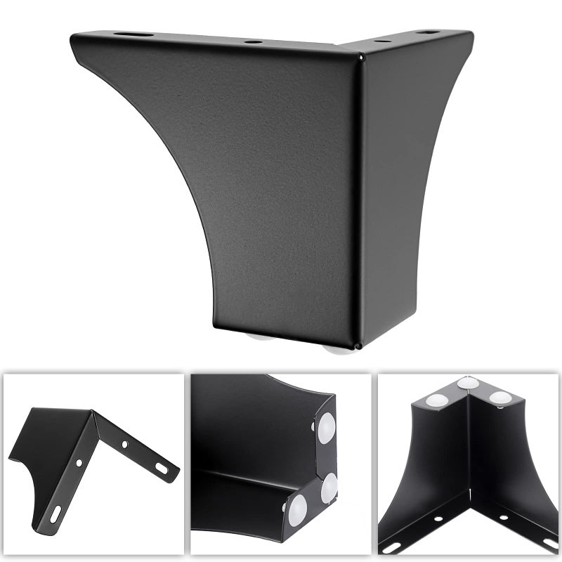 Ownmy 4Pcs Metal Furniture Legs 4 Inch Black Sofa Legs Dresser Legs, Modern Ottoman Legs Coffee Table Legs Metal Cabinet Chair Risers, Heavy Duty Triangle Couch Legs Corner Furniture Replacement Feets - Image 4
