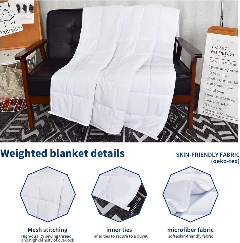 PRETTY NIGHT Globally popular elegant design Weighted Blanket 15lbs Twin Size White 48"x72" Weighted Blankets for Adults Heavy Blanket are Comfortable and Cozy Local market compliant trusted quality - Image 3