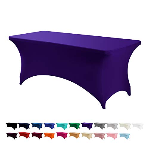 Peomeise 6FT Spandex Table Cover Rectangular Stretch Spandex Tablecloth Purple6FT