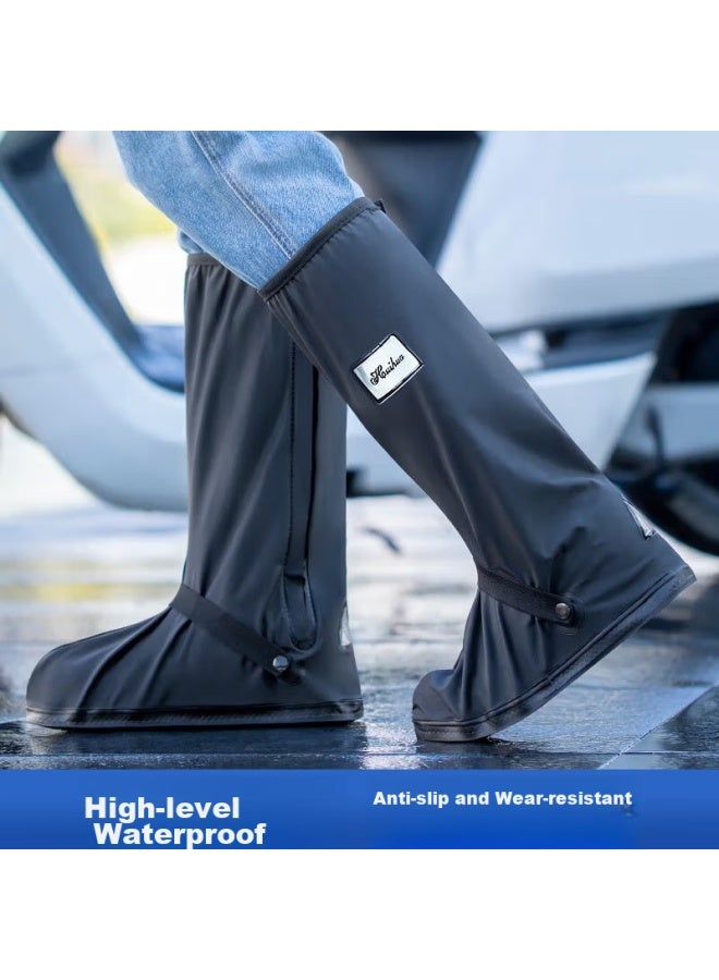 BWNK Bowonic High-top Waterproof Shoe Covers, Non-slip Thick Rubber Sole Wear-resistant Outdoor Cycling Shoe Covers Rain Boots XL Black - Image 1