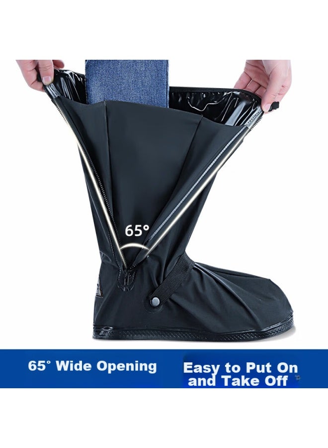 BWNK Bowonic High-top Waterproof Shoe Covers, Non-slip Thick Rubber Sole Wear-resistant Outdoor Cycling Shoe Covers Rain Boots XL Black - Image 2