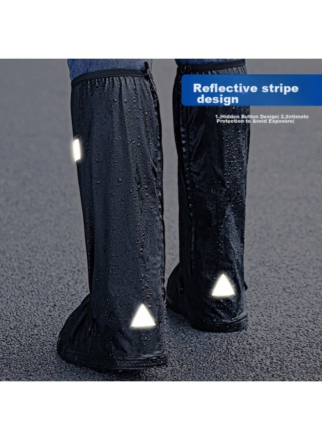 BWNK Bowonic High-top Waterproof Shoe Covers, Non-slip Thick Rubber Sole Wear-resistant Outdoor Cycling Shoe Covers Rain Boots XL Black - Image 4