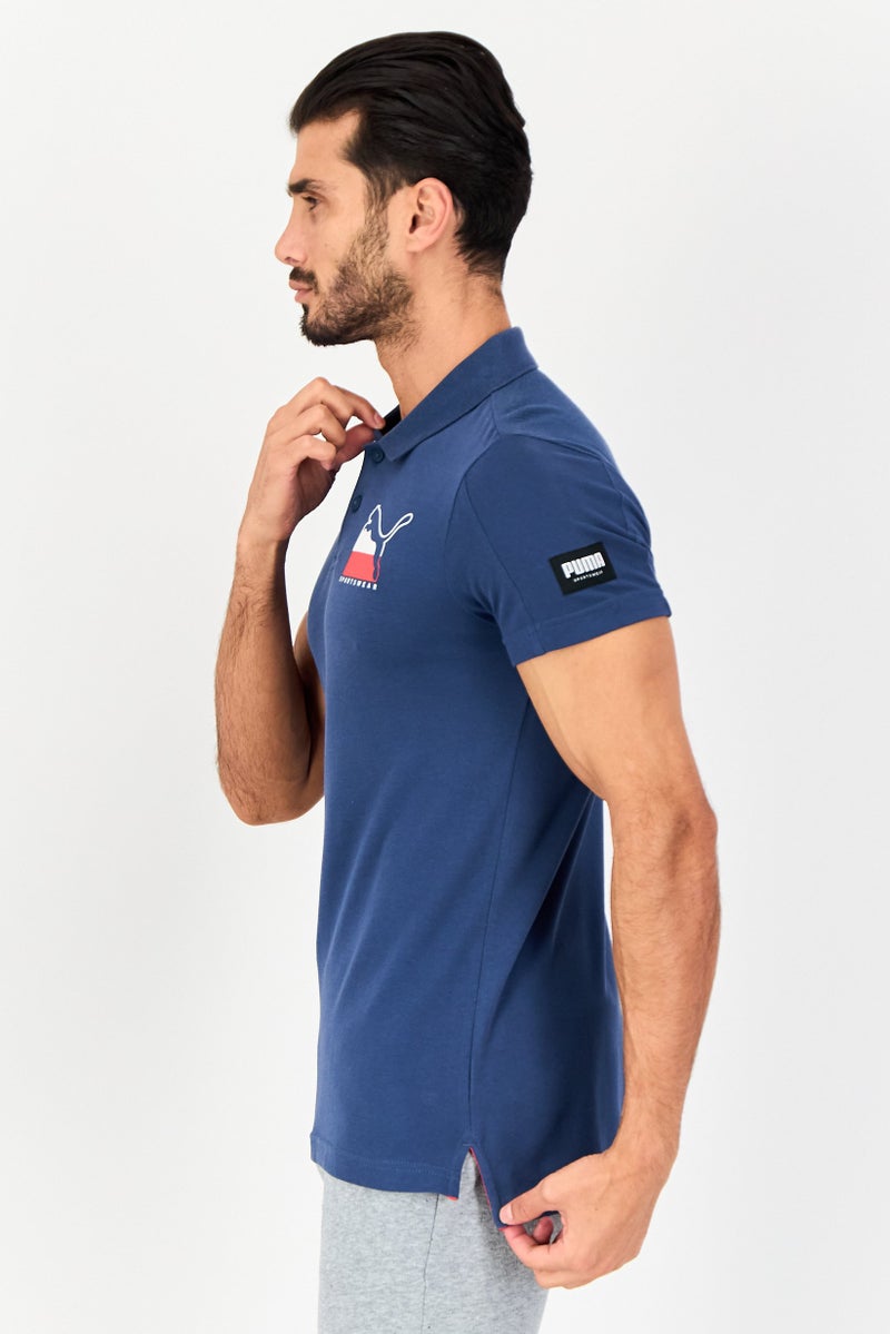 PUMA Men Sportswear Fit Short Sleeves Outdoor Polo Shirt, Slate Blue - Image 2