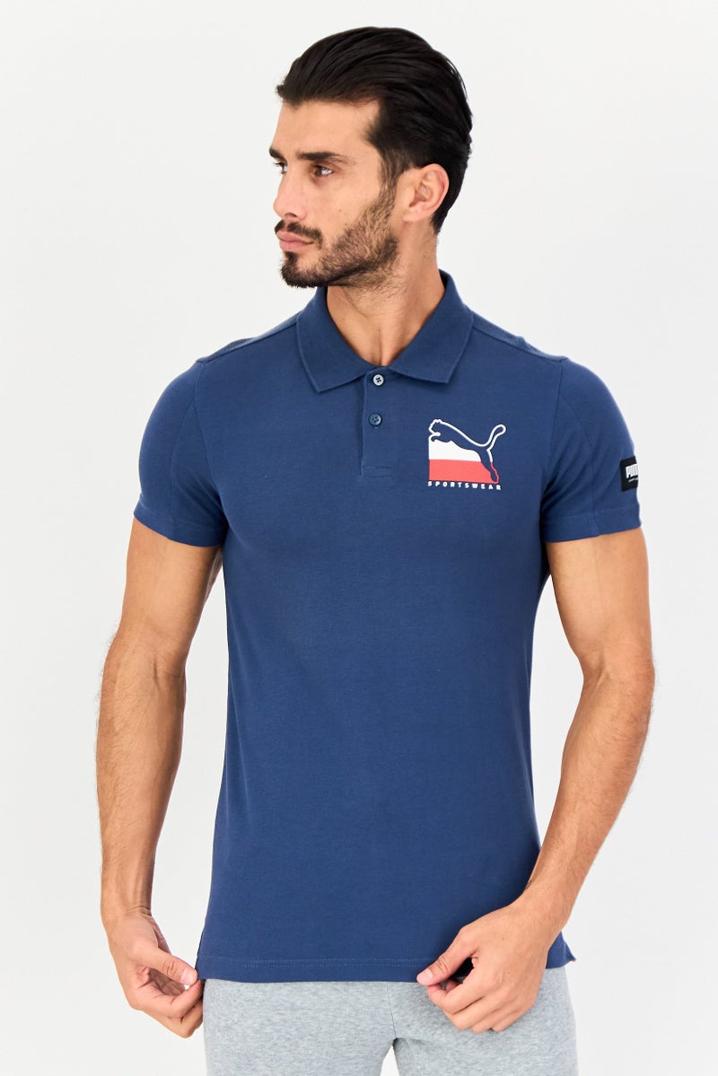 PUMA Men Sportswear Fit Short Sleeves Outdoor Polo Shirt, Slate Blue - Image 1