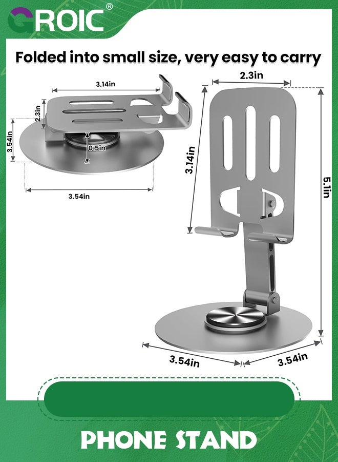 GROIC 2PCS Grey Cell Phone Stand, Multi-Angel Adjustable 360° Rotation Non-Slip Metal Phone Stand Compatible with iPone Android Smartphone and Tablet - Image 3
