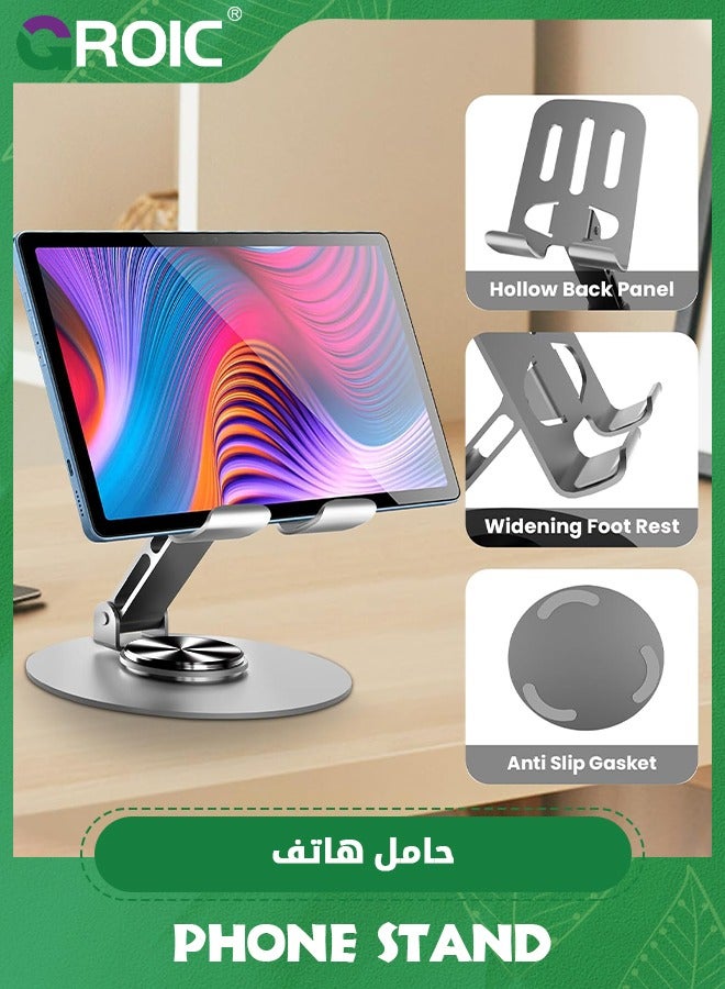 GROIC 2PCS Grey Cell Phone Stand, Multi-Angel Adjustable 360° Rotation Non-Slip Metal Phone Stand Compatible with iPone Android Smartphone and Tablet  - Image 5