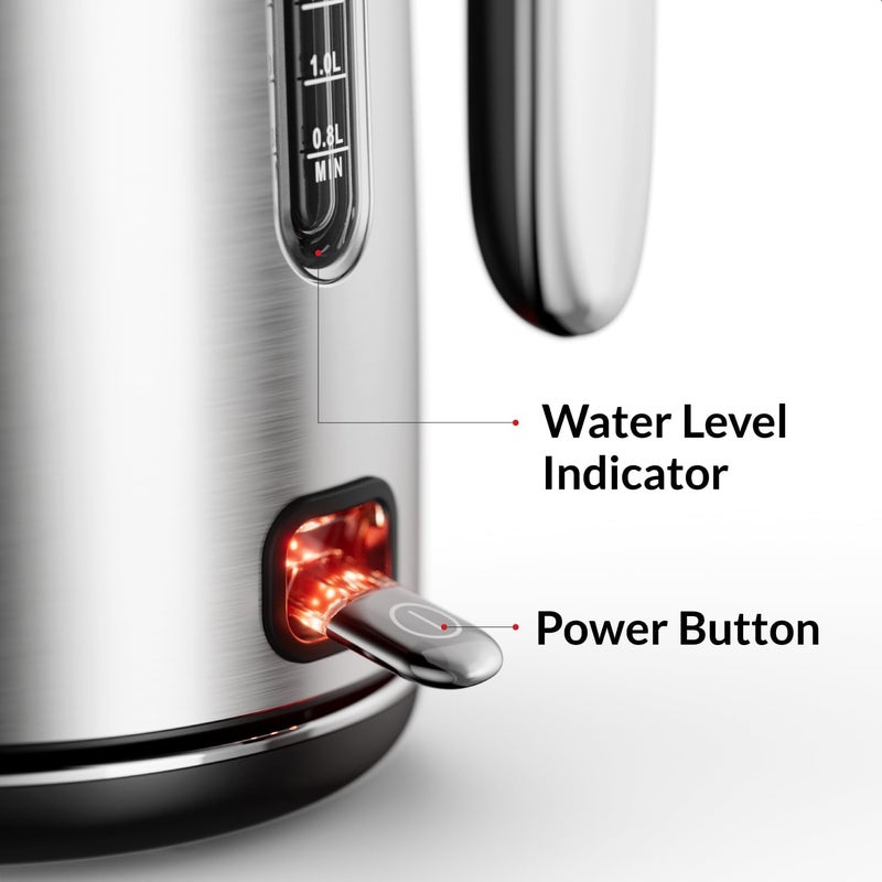 Feller Germany, Retro Style 1.7L Kettle with Thermometer, 2200 W, Stainless Steel Body, STRIX Controller, Dry Boil & Automatic Switch-Off, EK200, 2Y Guarantee-KSA Version (Stainless Steel) - Image 4