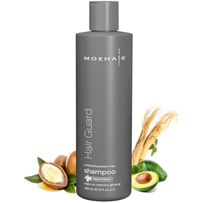 MoeHair HAIR GUARD SHAMPOO | STIMULATES HAIR FOLLICLES | HAIR THICKENING AND VOLUMIZING SHAMPOO | INFUSED WITH ARGAN OIL, GINSENG & VITAMINS | PARABEN & SULFATE FREE (12 FL. OZ) - Image 1