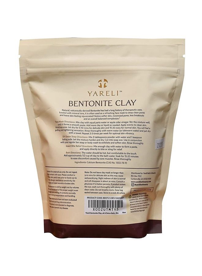 Harris Yareli Bentonite Clay Powder Facial Mask & Detox Bath, 2lb (32oz)