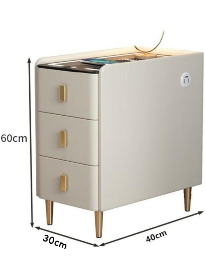 Smart Bedside Table Bedroom Bedside Cabinet with drawers Nightstand, With Charging, Modern Night Table With LED Light Tables. - Image 2