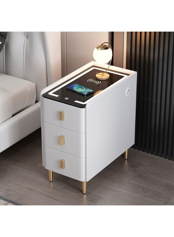 Smart Bedside Table Bedroom Bedside Cabinet with drawers Nightstand, With Charging, Modern Night Table With LED Light Tables. - Image 3
