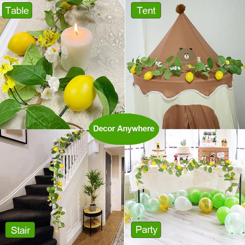 Hamifinee Artificial Lemon Garland with Fairy Lights Spring Summer Greenery Lemon Vine Plant Vivid Fruit Dense White and Yellow Flowers Hanging Wreath for Home Garden Wedding Party Christmas DÃ©cor - Image 5
