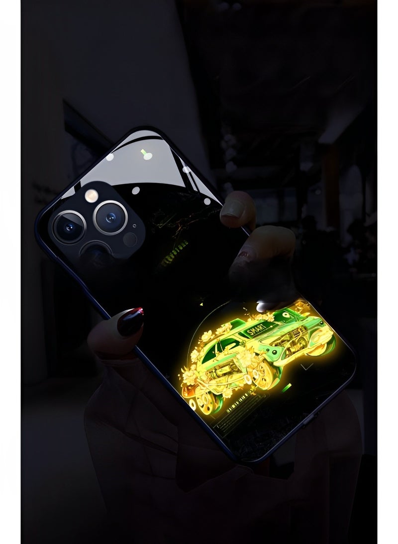 REOCLE iPhone 13 14 Case Colorful Luminous Tempered Glass Mobile Phone Protective Case with Voice Control Call Flash Personalized Phone Case for Cool Women and Trendy Men - Image 5