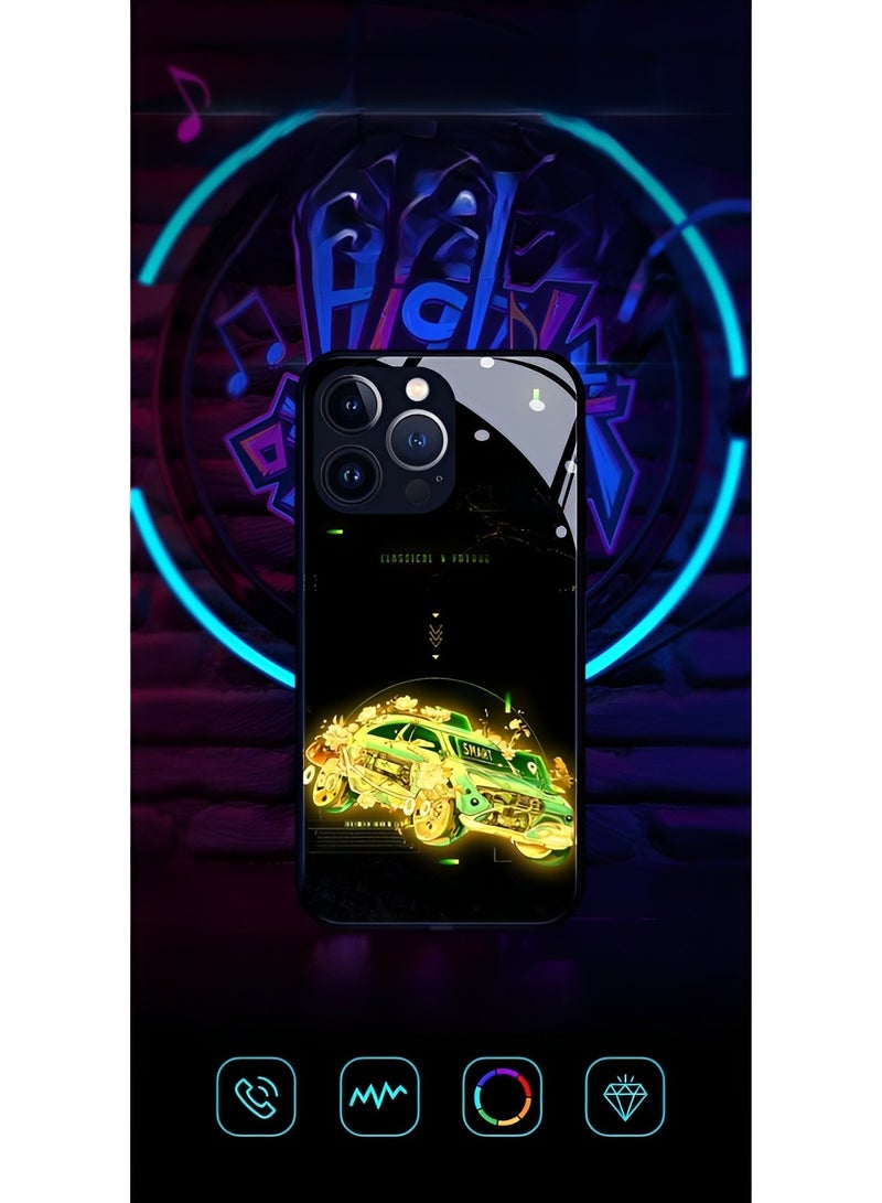 REOCLE iPhone 13 14 Case Colorful Luminous Tempered Glass Mobile Phone Protective Case with Voice Control Call Flash Personalized Phone Case for Cool Women and Trendy Men - Image 4