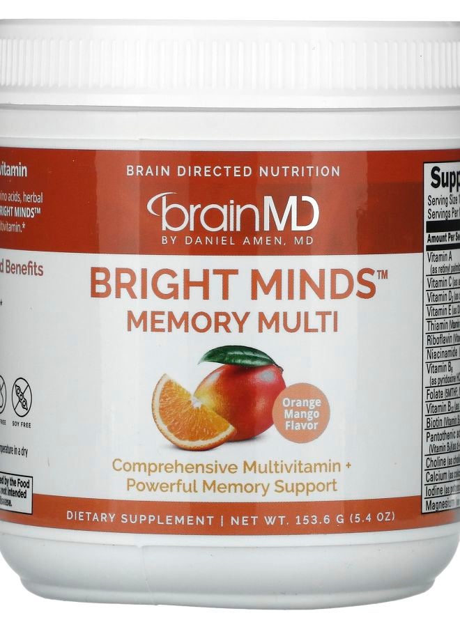 BRAINMD Bright Minds Memory Multi Orange Mango 5.4 oz (153.6 g)
