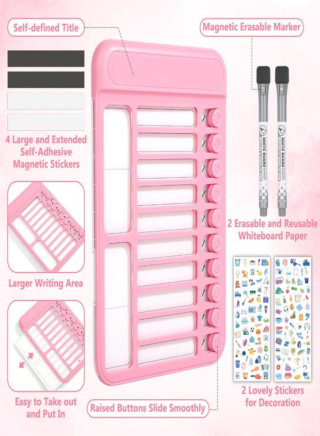 Audab 2Pcs Dry Erase Chore Chart for Kids, Magnetic Checklist Board, My Chores Slider Chart to Do List Board, Routine Reward Chart Schedule Board Task Tracker for Home Refrigerator, Wall, Desk (Pink) - Image 3