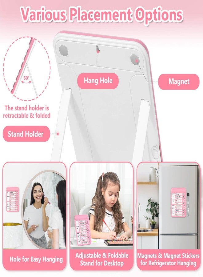 Audab 2Pcs Dry Erase Chore Chart for Kids, Magnetic Checklist Board, My Chores Slider Chart to Do List Board, Routine Reward Chart Schedule Board Task Tracker for Home Refrigerator, Wall, Desk (Pink) - Image 2