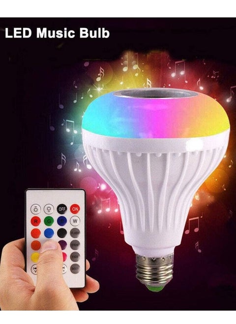 LED Light Bulb Bluetooth Music Play Speaker, 12W E27 RGB Changing Lamp Smart Wireless Stereo Audio with Remote Control (Multicolor, 12W)