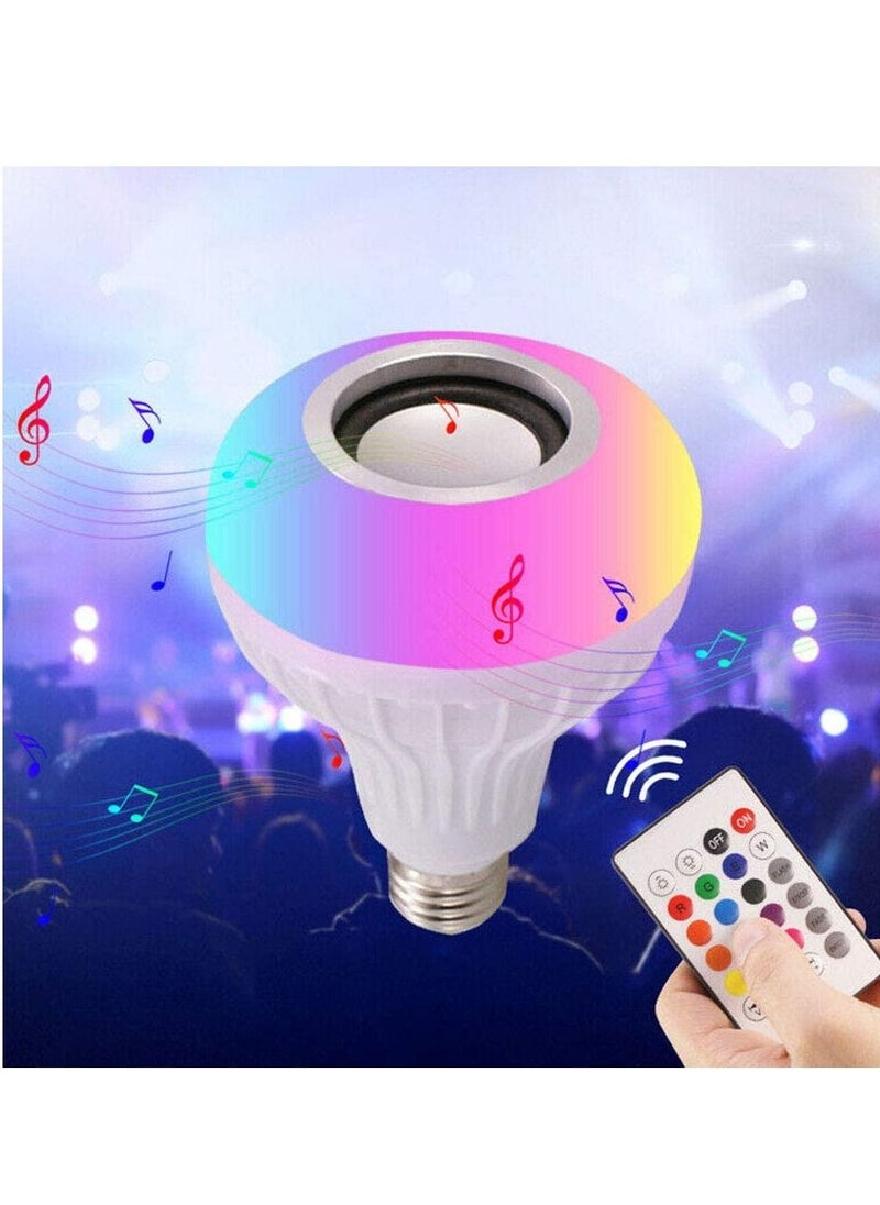 YQbest - LED Light Bulb Bluetooth Music Play Speaker, 12W E27 RGB Changing Lamp Smart Wireless Stereo Audio with Remote Control (Multicolor, 12W) - Image 1