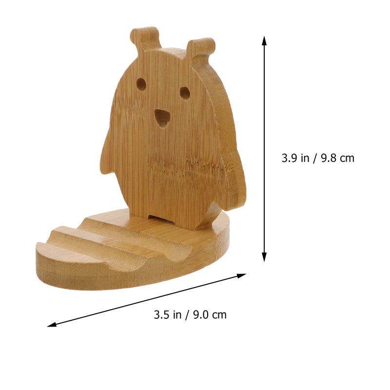 Wooden Phone Stand With Penguin Design Desktop Holder For Tablet Office Home - Image 3